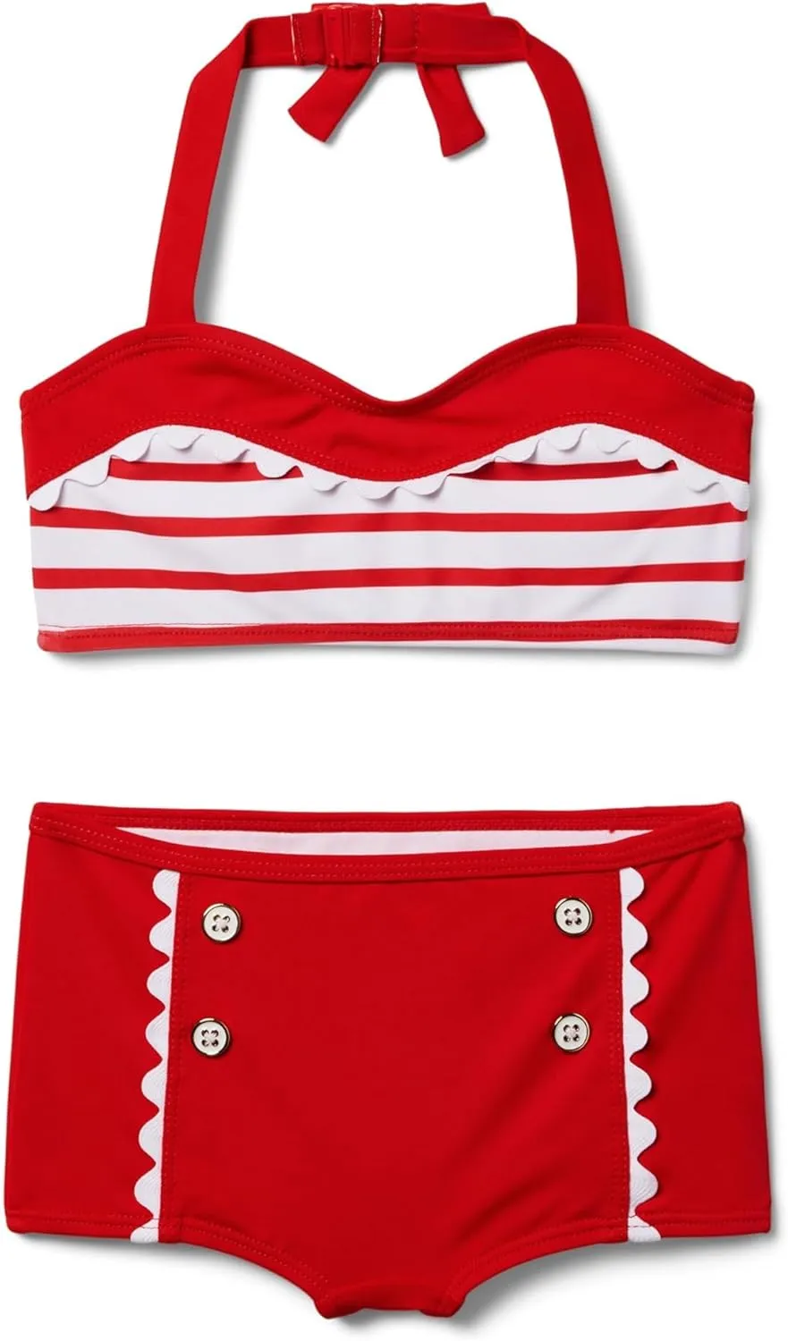 Janie and Jack Girls' Retro Stripe Two-Piece Swim (Toddler/Little Big Kid)