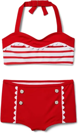 Janie and Jack Girls' Retro Stripe Two-Piece Swim (Toddler/Little Big Kid)