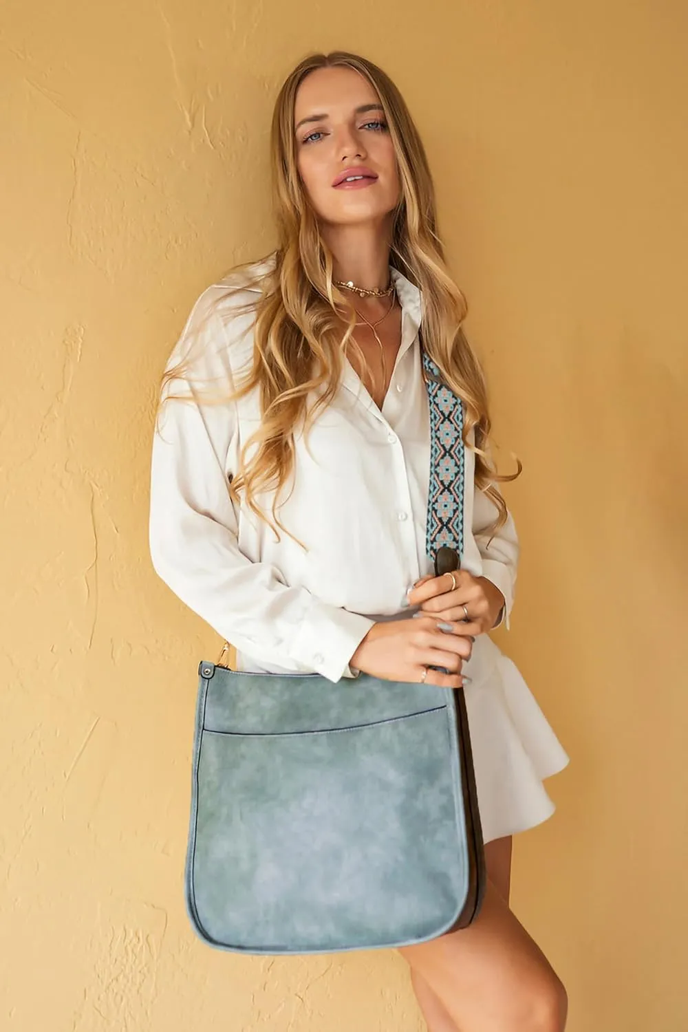 JEN & CO. Chloe - Vegan Leather Adjustable/Removable Guitar Strap - Women's Crossbody Handbag Purse