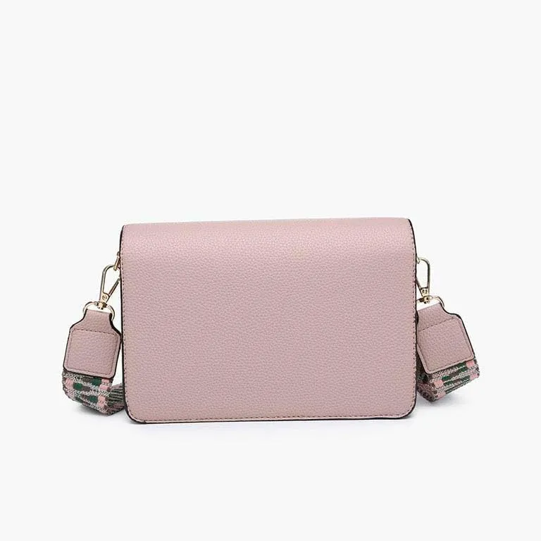 JEN & CO. Noah - Fold Over Closure Aztec Design Guitar Strap - Vegan Leather Crossbody Handbag Purse