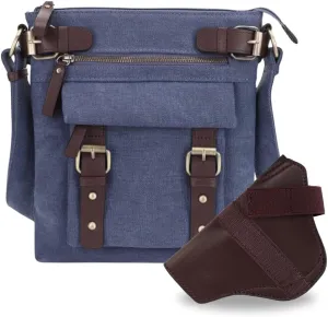 JESSIE & JAMES Bailey Canvas Concealed Carry Crossbody Bag for Women, Multi Pocket Medium Messenger Bags