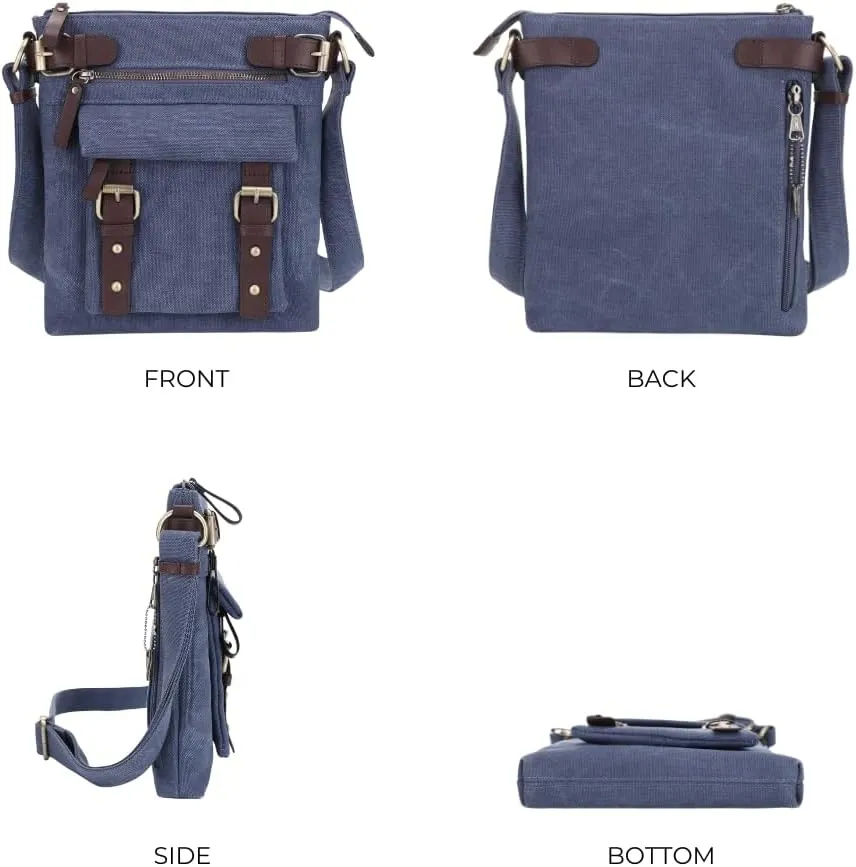 JESSIE & JAMES Bailey Canvas Concealed Carry Crossbody Bag for Women, Multi Pocket Medium Messenger Bags