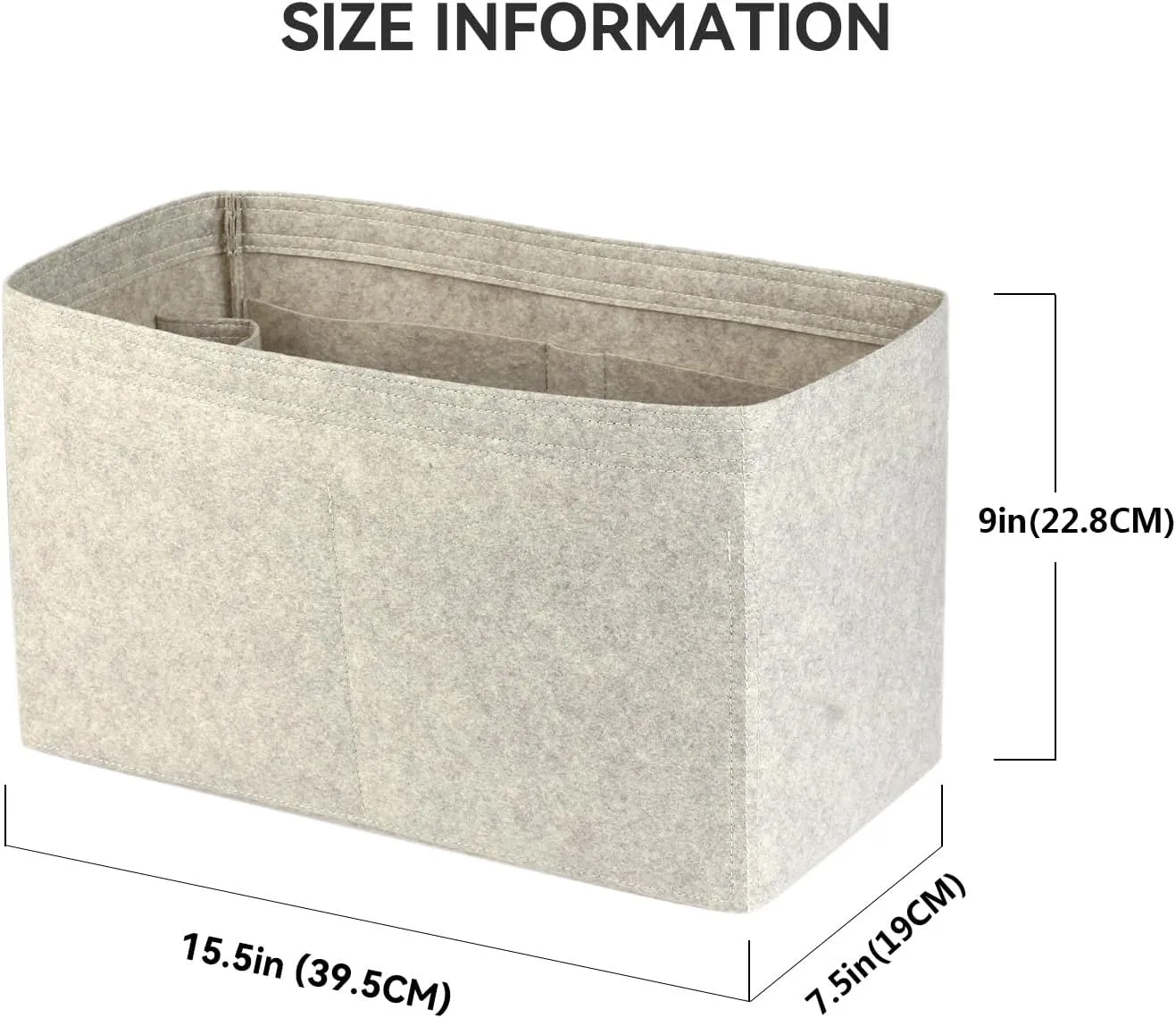 jiesinlov Felt Bag Organizer Insert for Handbags, Inner Bag Fit for Geya Large Tote (Gray-GM)