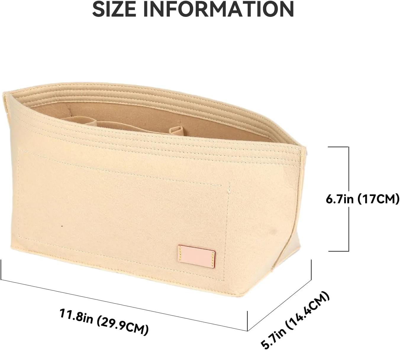 jiesinlov Felt Bag Organizer Insert for Handbags, Inner Bag Fit for Geya Small Tote (Beige)