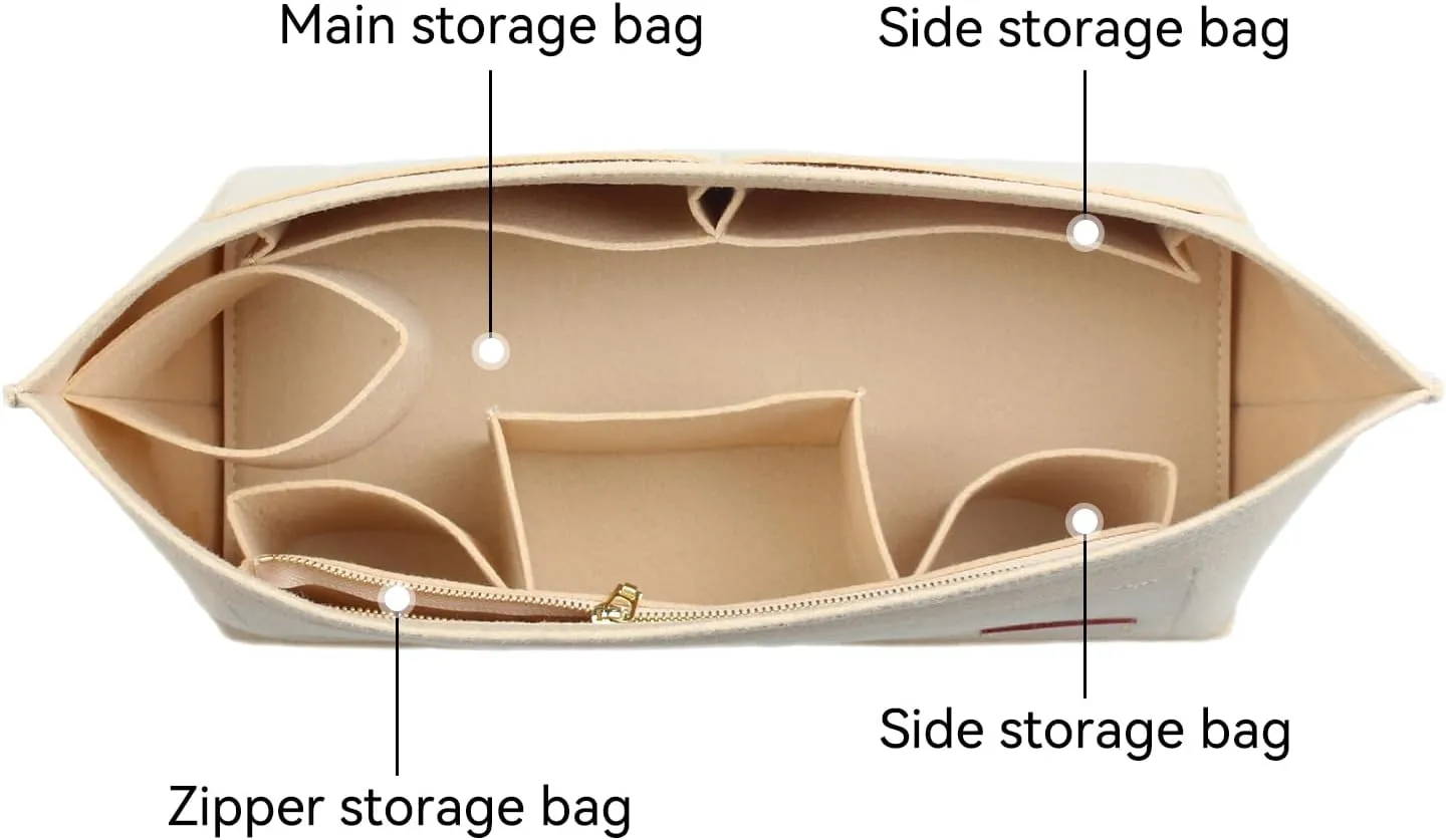 jiesinlov Felt Bag Organizer Insert for Handbags, Inner Bag Fit for Geya Small Tote (Beige)