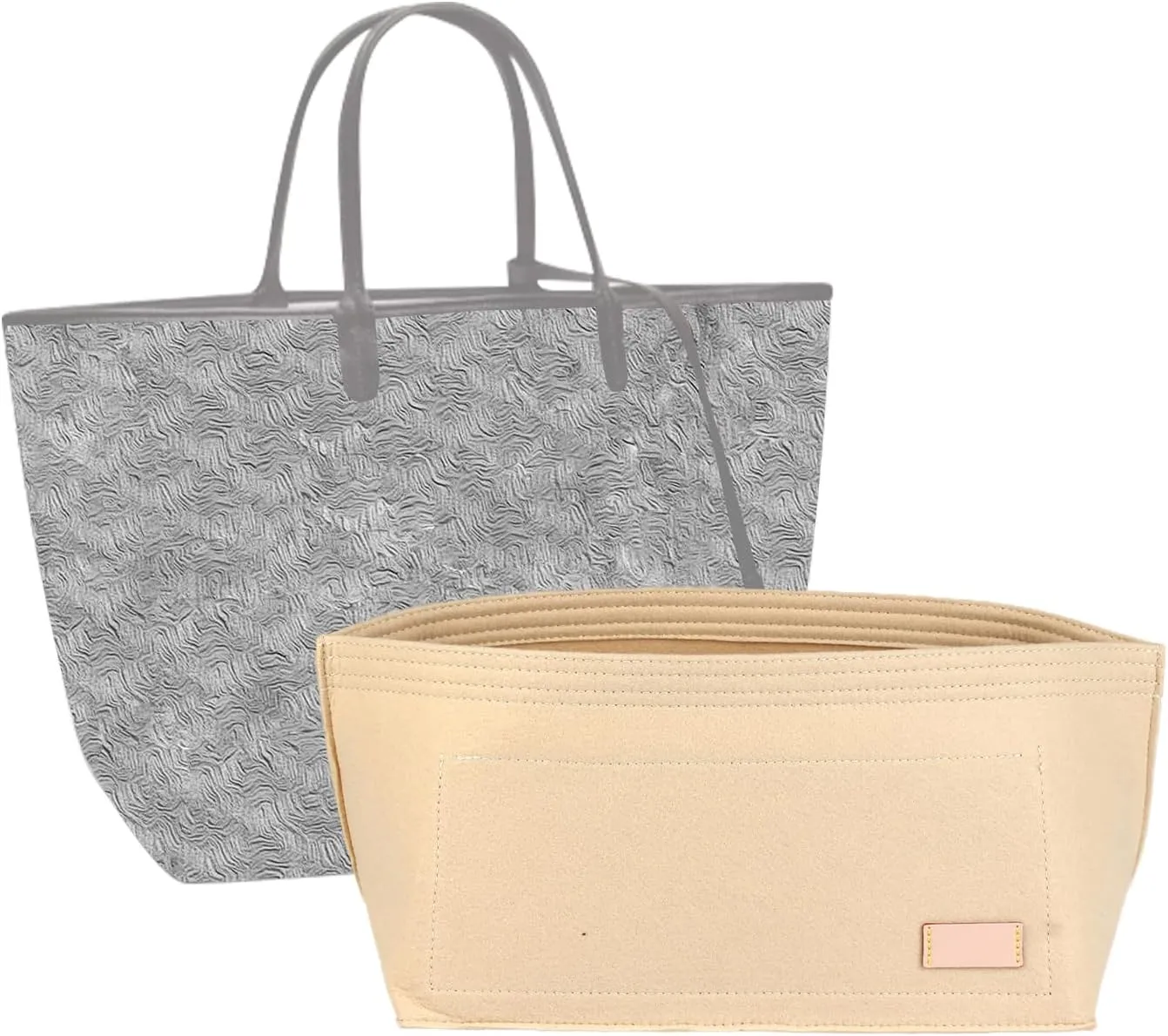 jiesinlov Felt Bag Organizer Insert for Handbags, Inner Bag Fit for Geya Small Tote (Beige)