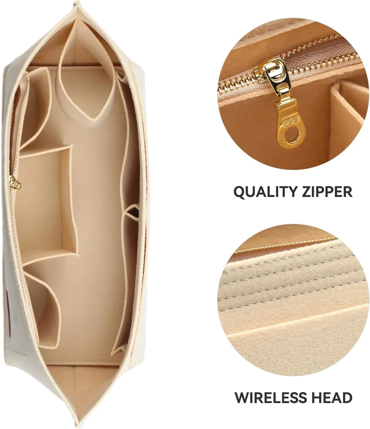 jiesinlov Felt Bag Organizer Insert for Handbags, Inner Bag Fit for Geya Small Tote (Beige)
