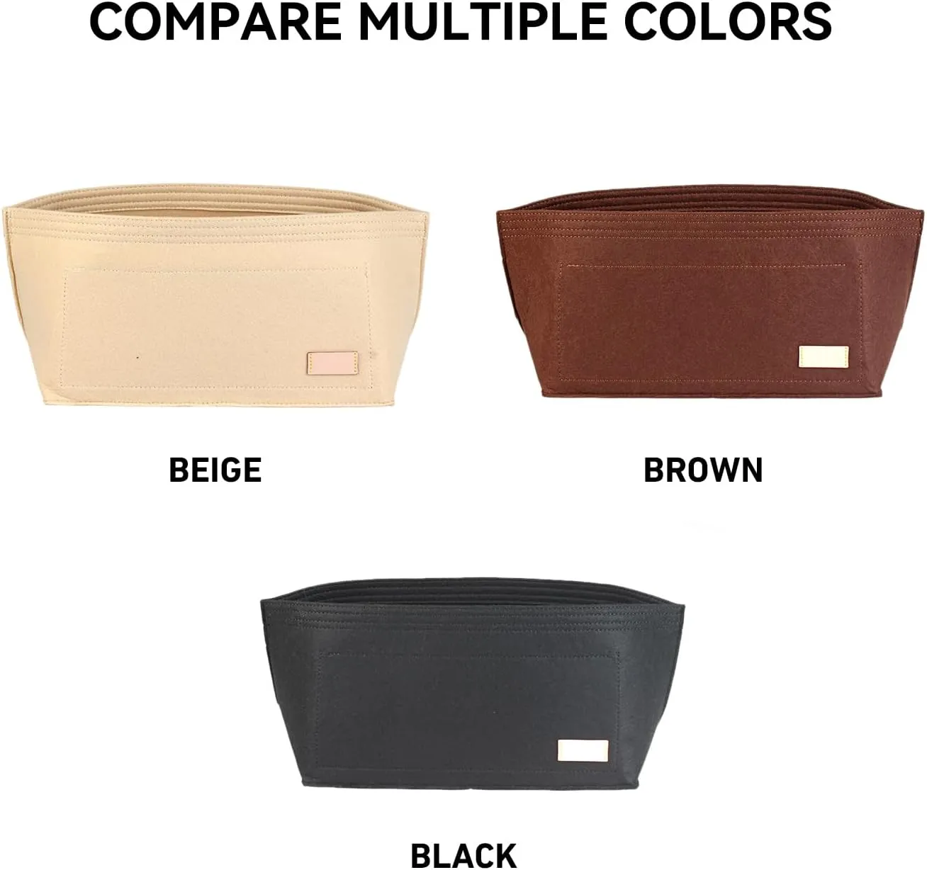jiesinlov Felt Bag Organizer Insert for Handbags, Inner Bag Fit for Geya Small Tote (Black)