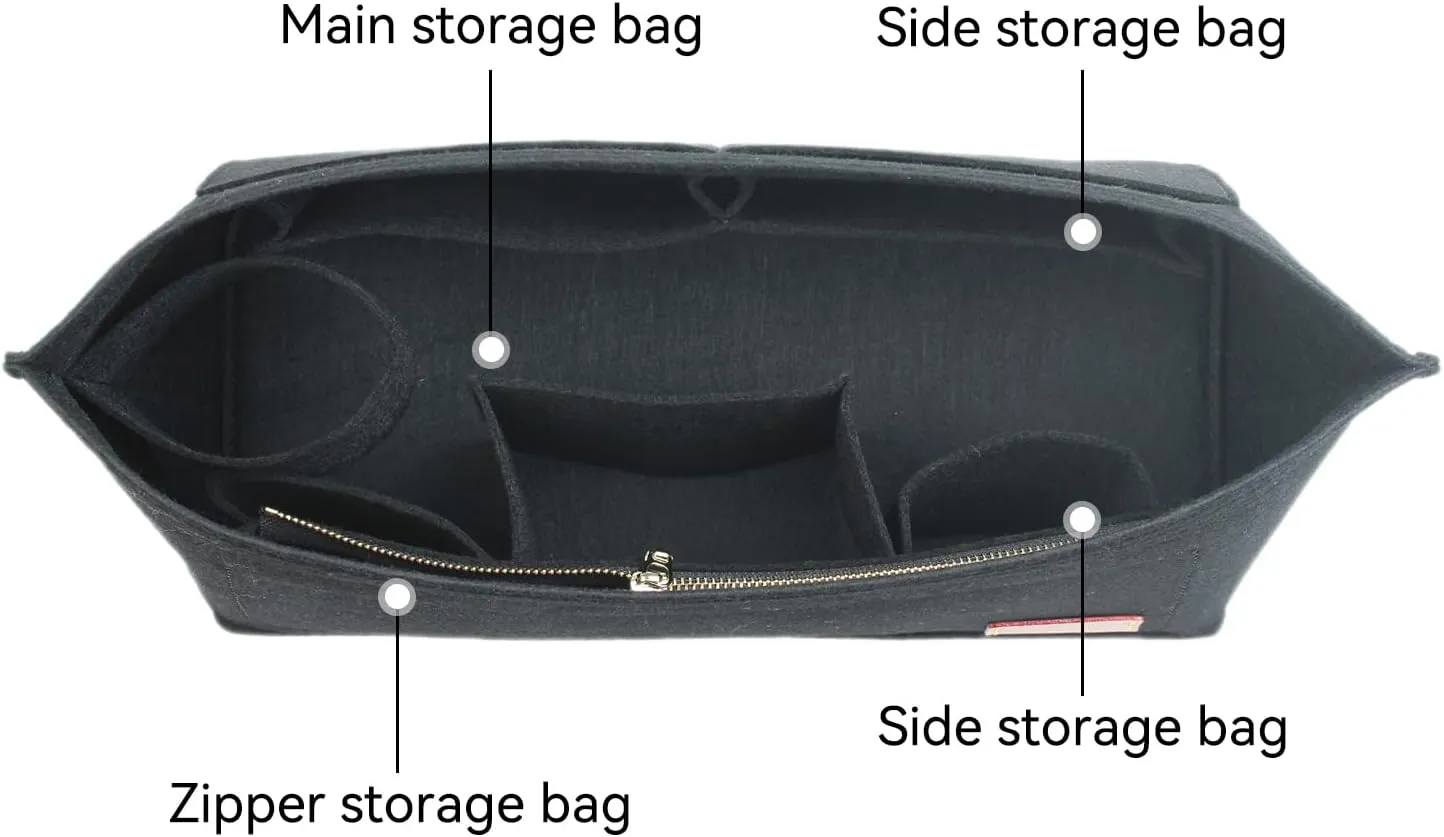 jiesinlov Felt Bag Organizer Insert for Handbags, Inner Bag Fit for Geya Small Tote (Black)
