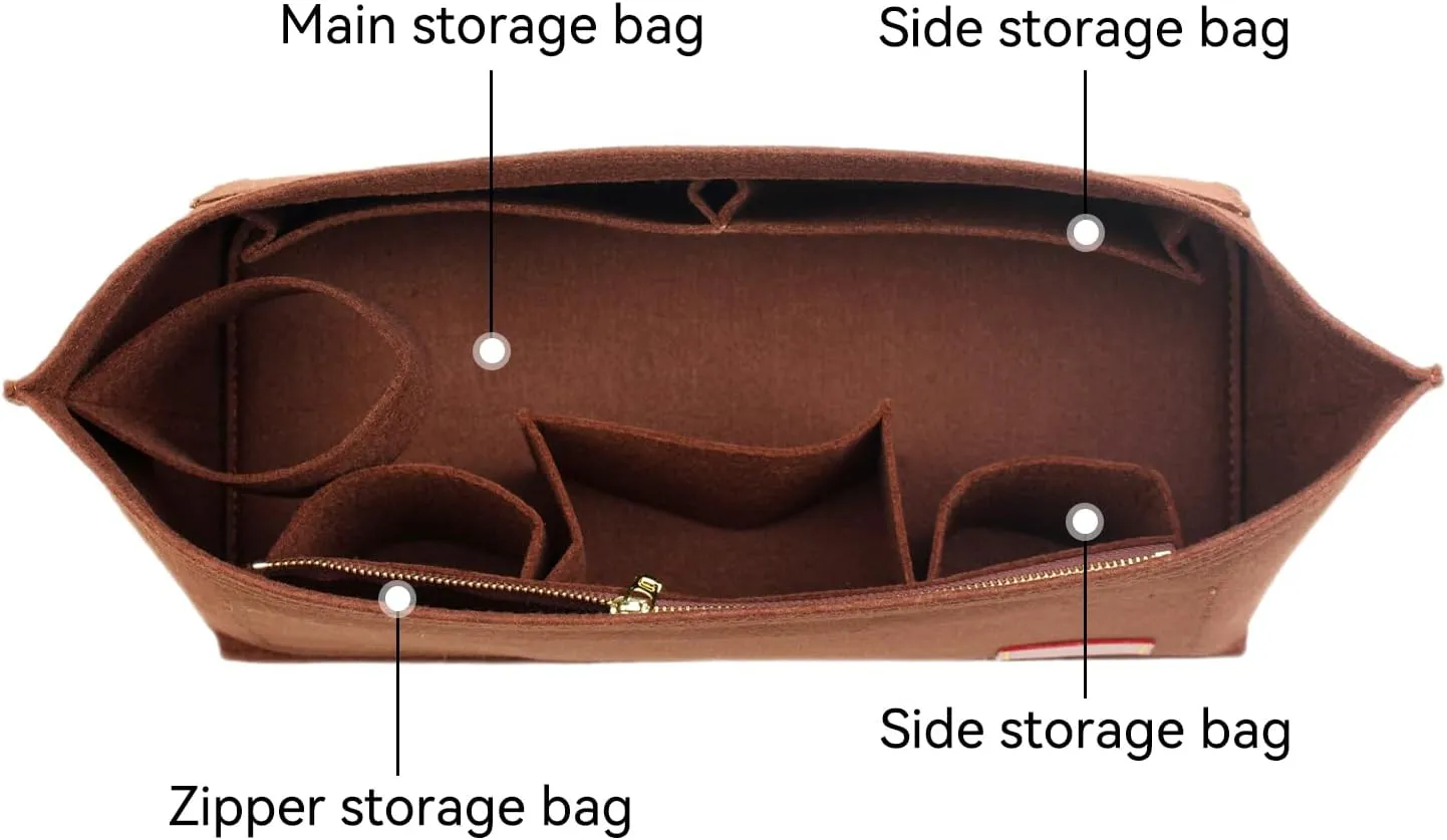 jiesinlov Felt Bag Organizer Insert for Handbags, Inner Bag Fit for Geya Small Tote (Coffee)