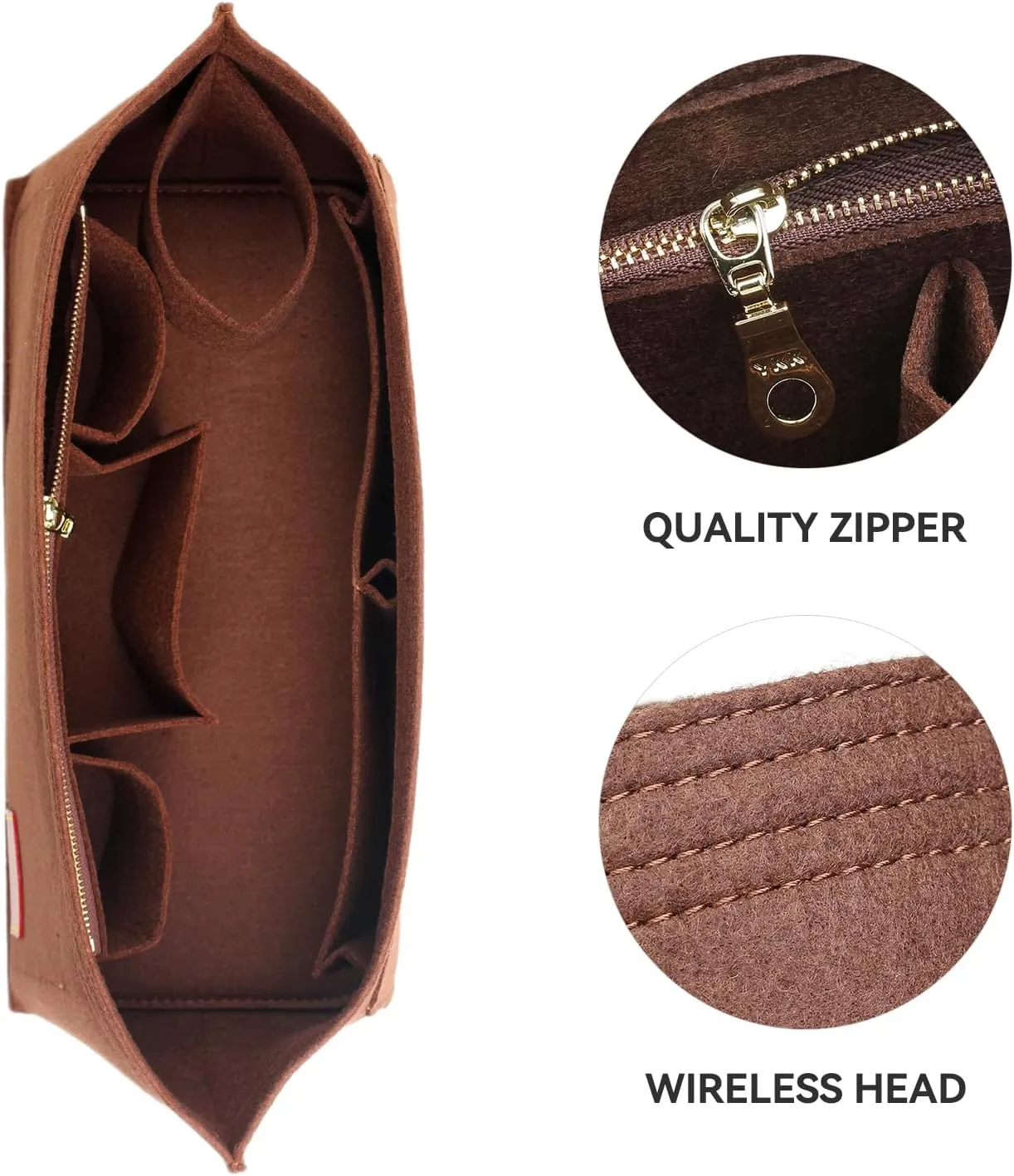 jiesinlov Felt Bag Organizer Insert for Handbags, Inner Bag Fit for Geya Small Tote (Coffee)