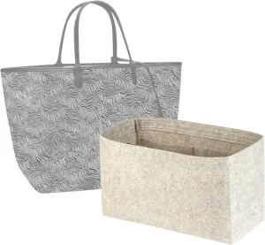 jiesinlov Felt Bag Organizer Insert for Handbags, Inner Bag Fit for Geya Small Tote (Gray-PM)