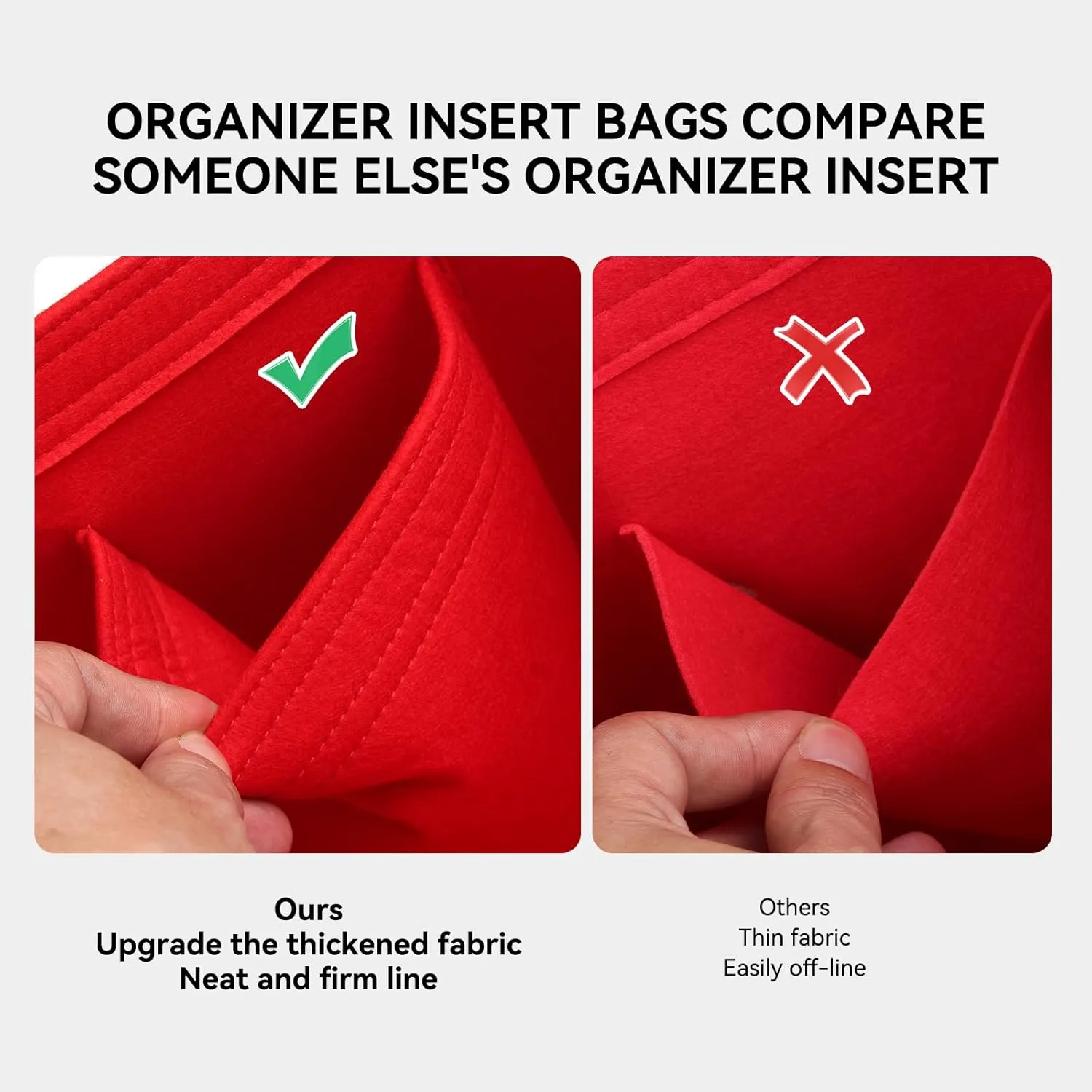 jiesinlov Purse Organizer Insert for Handbags,Felt Bag Organizers Compatible with Speedy 20(Red-20 SPD)