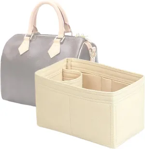 jiesinlov Purse Organizer Insert for Handbags,Felt Bag Organizers Compatible with Speedy 25(Beige-25 SPD)