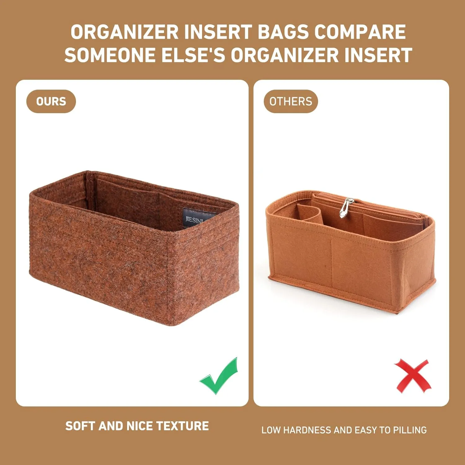 jiesinlov Purse Organizer Insert for Handbags,Felt Bag Organizers Compatible with Speedy 25(Beige-25 SPD)