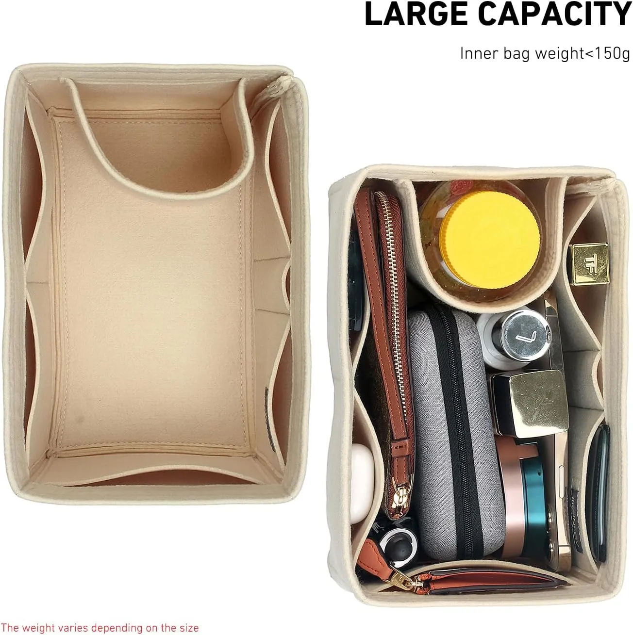 jiesinlov Purse Organizer Insert for Handbags,Felt Bag Organizers Compatible with Speedy 25(Beige-25 SPD)