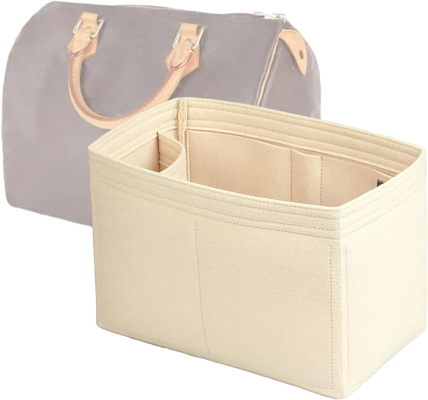 jiesinlov Purse Organizer Insert for Handbags,Felt Bag Organizers Compatible with Speedy 30(Beige-30 SPD)