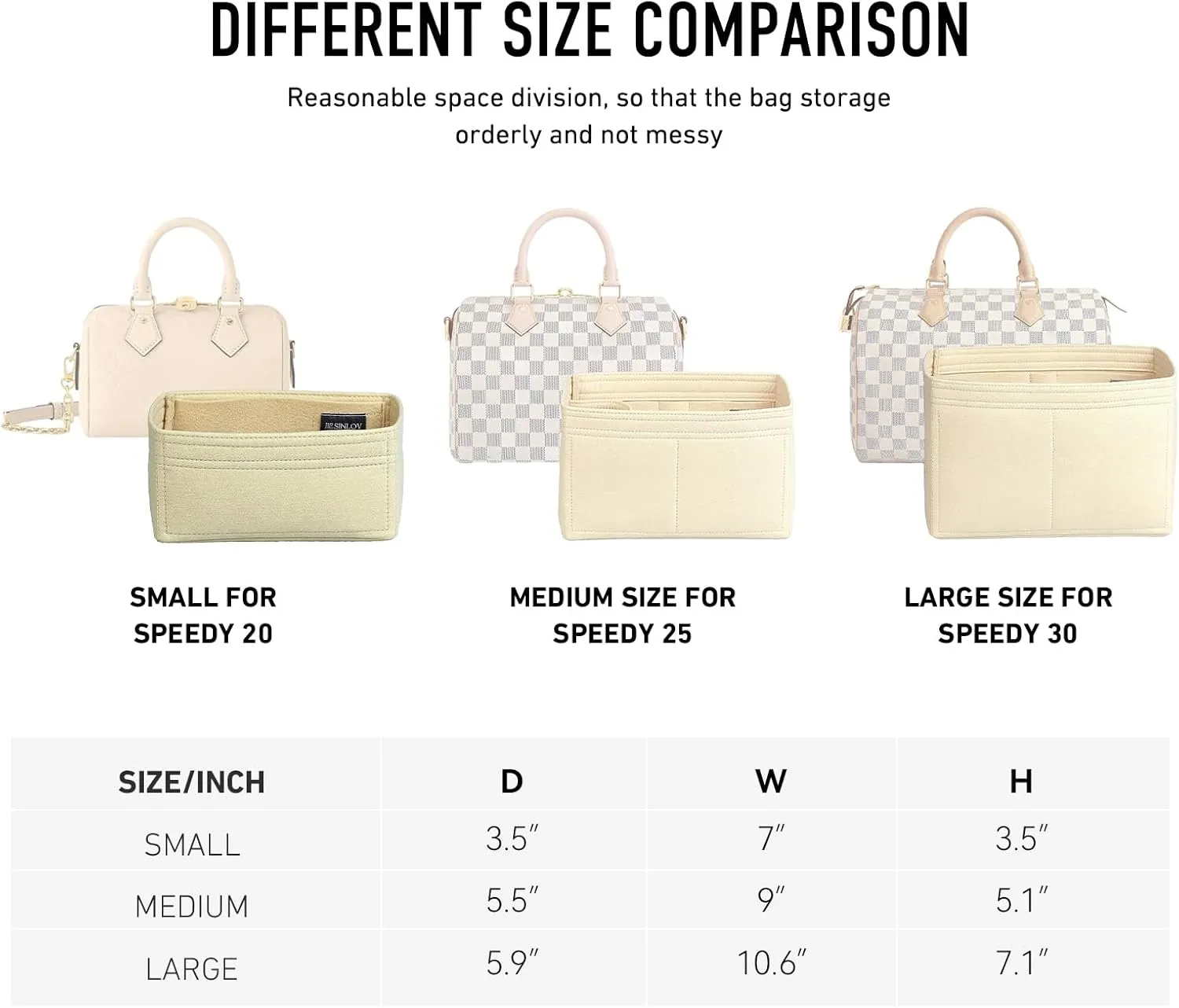 jiesinlov Purse Organizer Insert for Handbags,Felt Bag Organizers Compatible with Speedy 30(Beige-30 SPD)