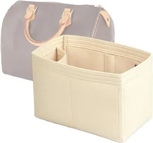jiesinlov Purse Organizer Insert for Handbags,Felt Bag Organizers Compatible with Speedy 30(Beige-30 SPD)