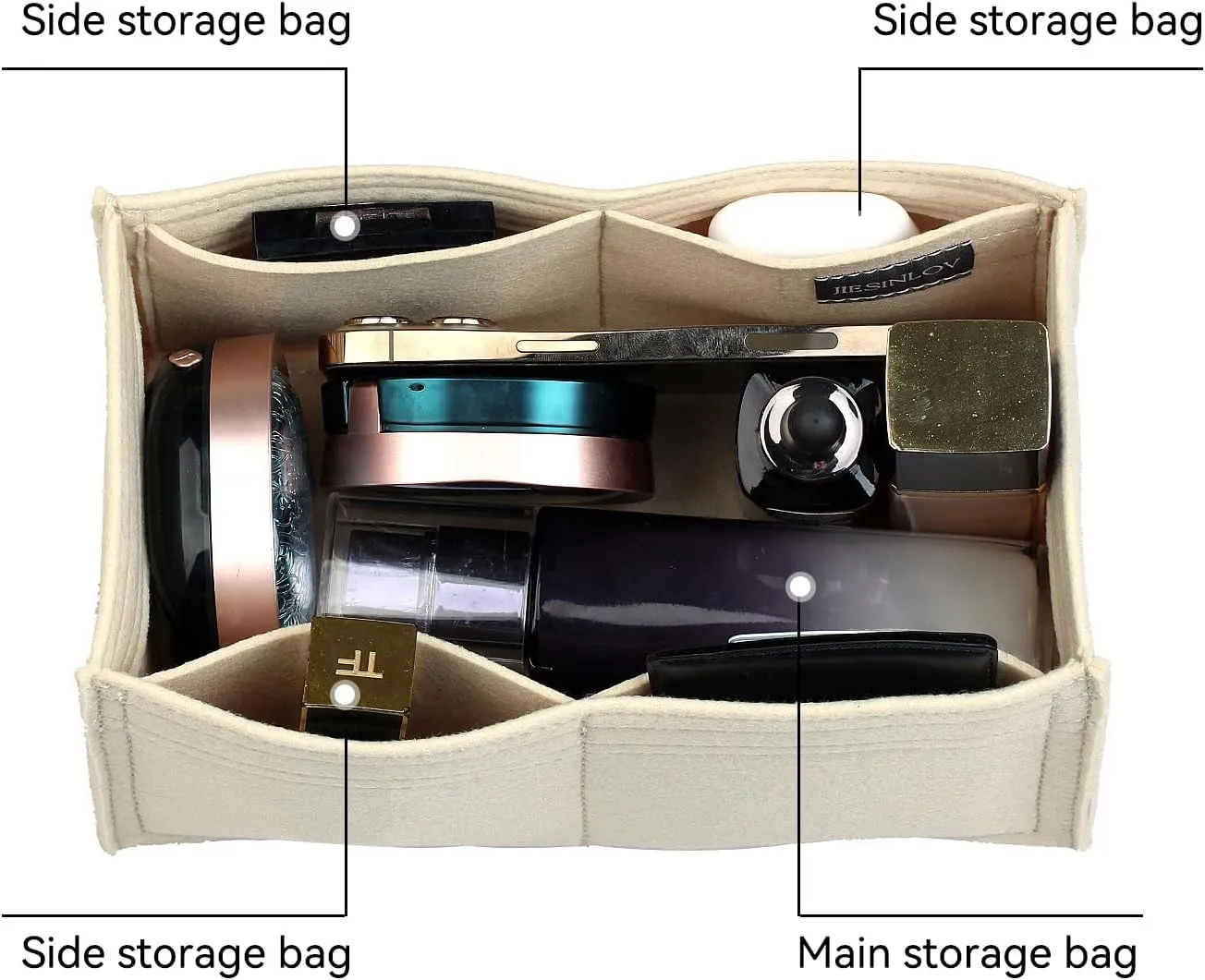 jiesinlov Purse Organizer Insert for Handbags,Felt Bag Organizers Fit Birkin 25 (Beige-25)