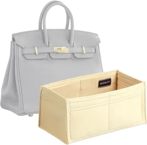 jiesinlov Purse Organizer Insert for Handbags,Felt Bag Organizers Fit Birkin 25 (Beige-25)