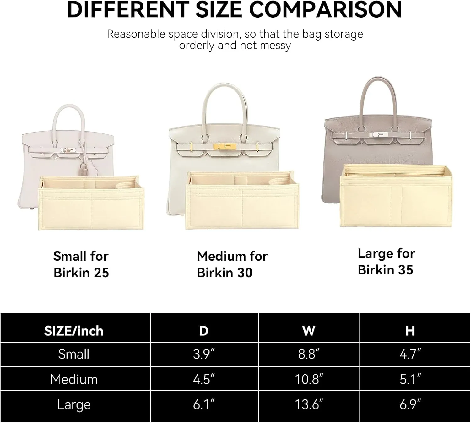 jiesinlov Purse Organizer Insert for Handbags,Felt Bag Organizers Fit Birkin 25 (Beige-25)