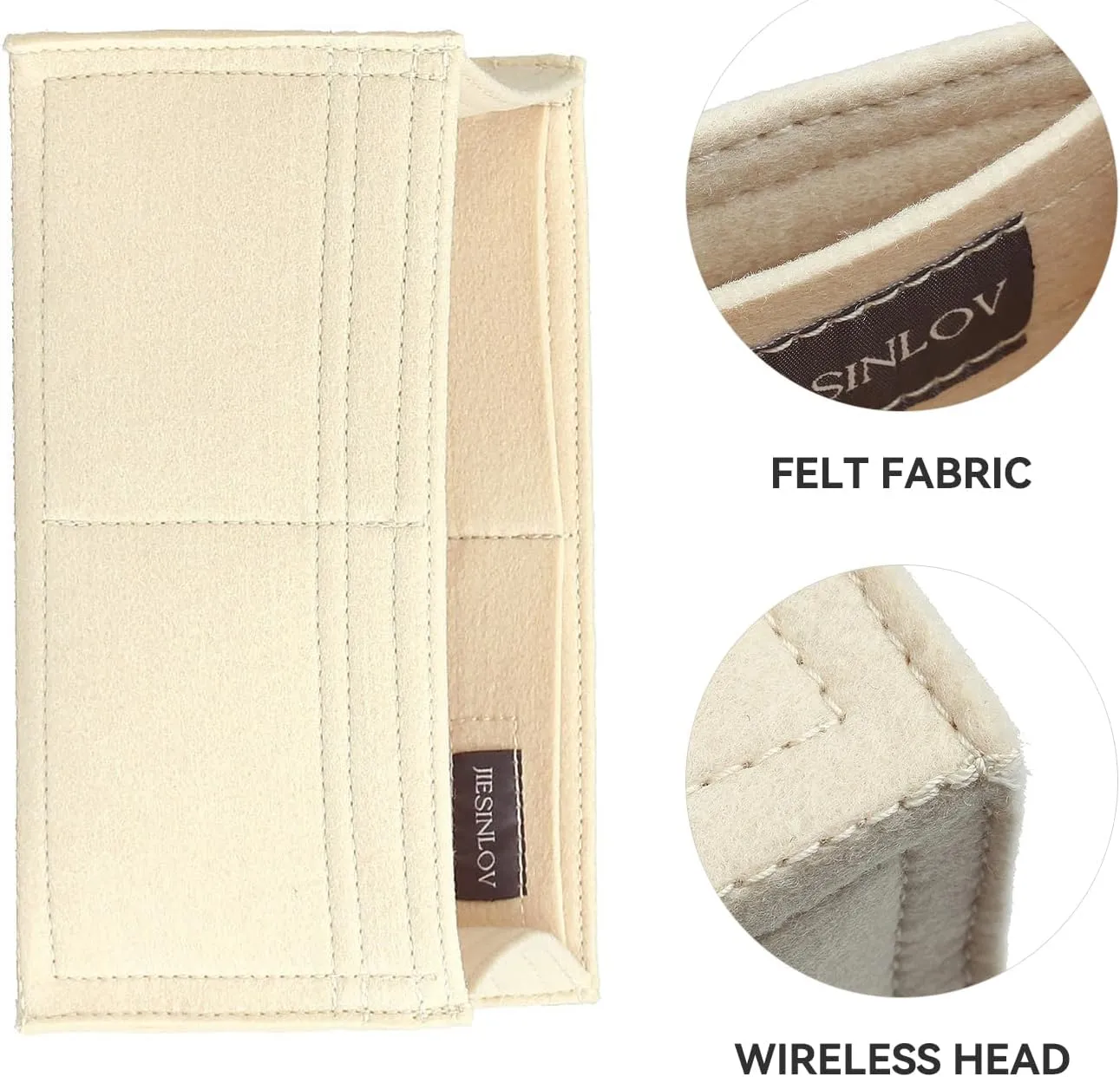 jiesinlov Purse Organizer Insert for Handbags,Felt Bag Organizers Fit Birkin 25 (Beige-25)