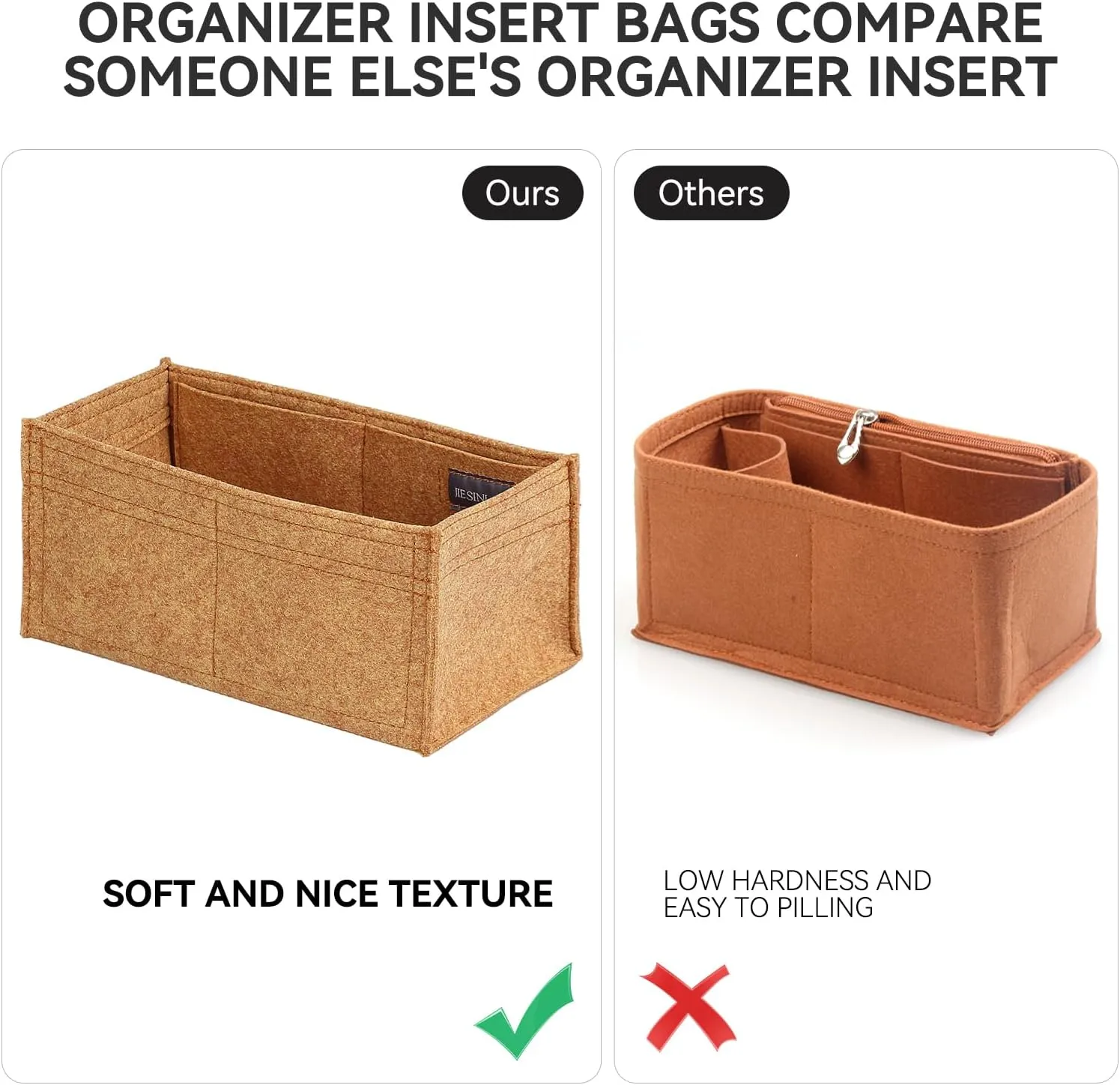 jiesinlov Purse Organizer Insert for Handbags,Felt Bag Organizers Fit Birkin 25 (Black-25)