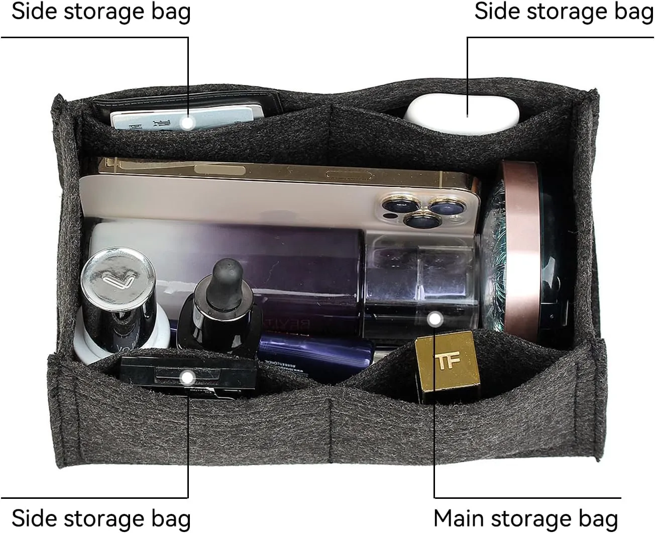 jiesinlov Purse Organizer Insert for Handbags,Felt Bag Organizers Fit Birkin 25 (Black-25)