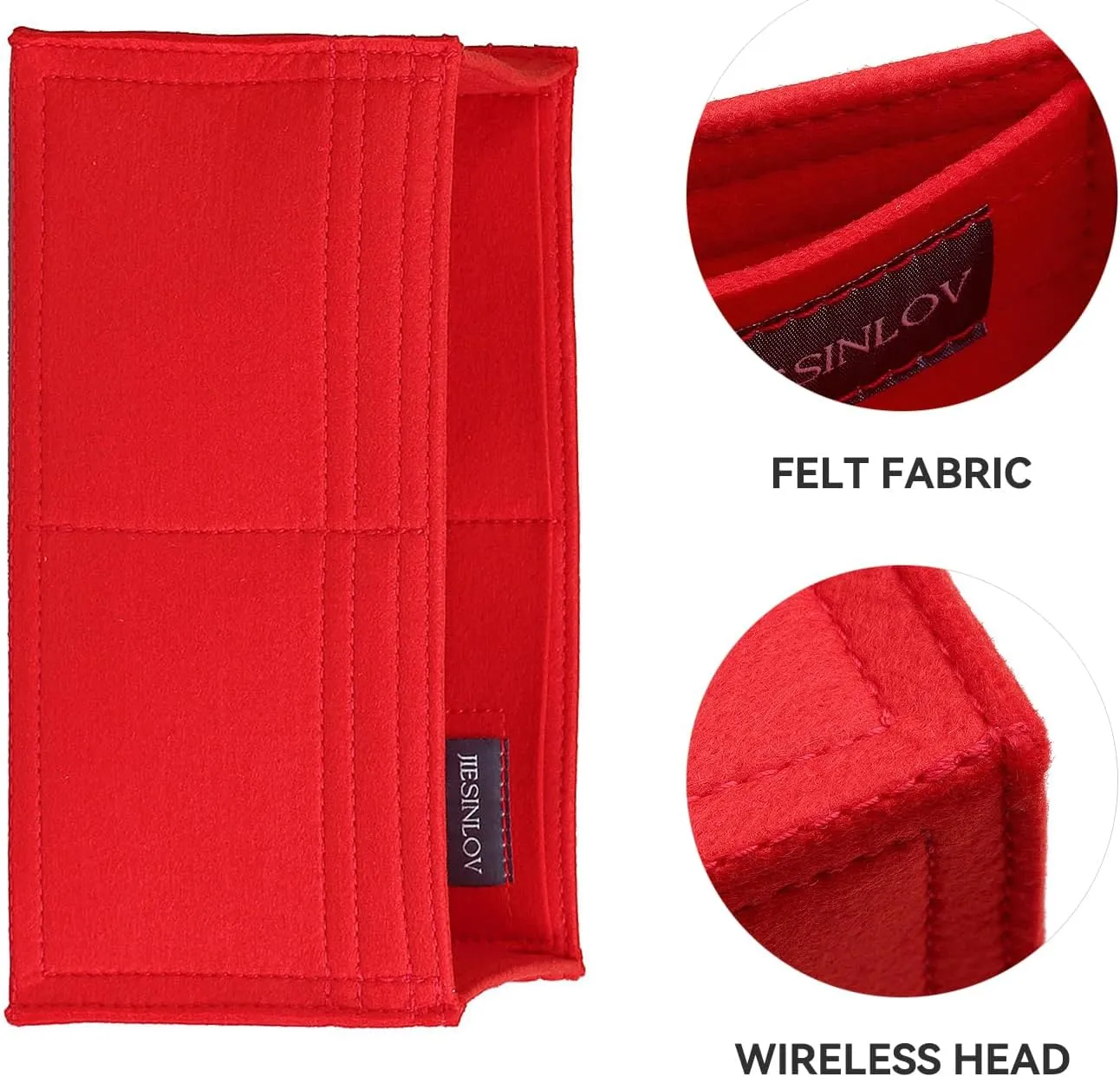 jiesinlov Purse Organizer Insert for Handbags,Felt Bag Organizers Fit Birkin 25 (Red-25)