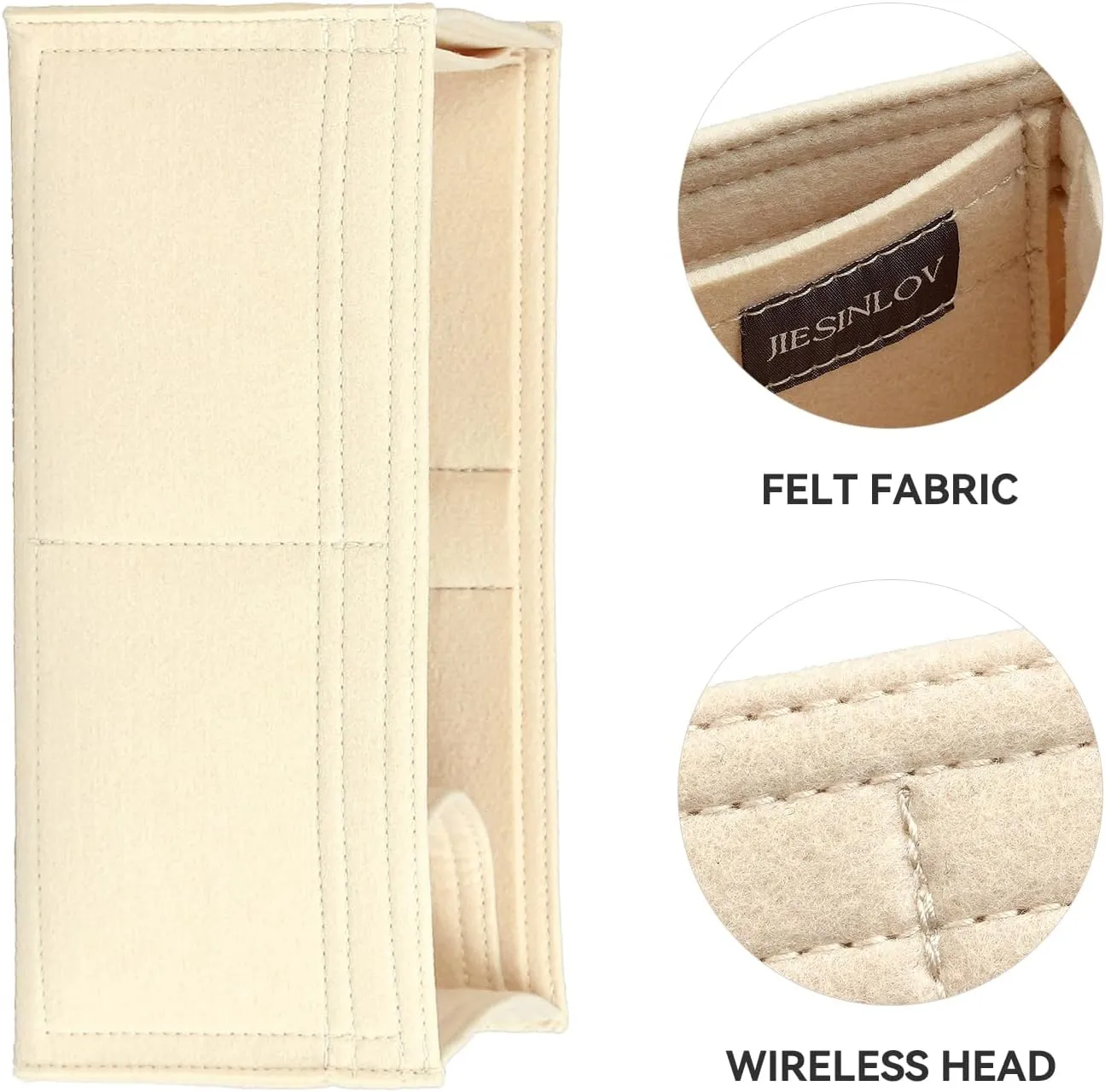 jiesinlov Purse Organizer Insert for Handbags,Felt Bag Organizers Fit Birkin 30 (Beige-30)