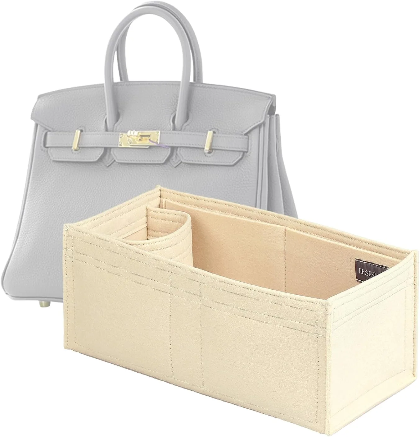 jiesinlov Purse Organizer Insert for Handbags,Felt Bag Organizers Fit Birkin 30 (Beige-30)