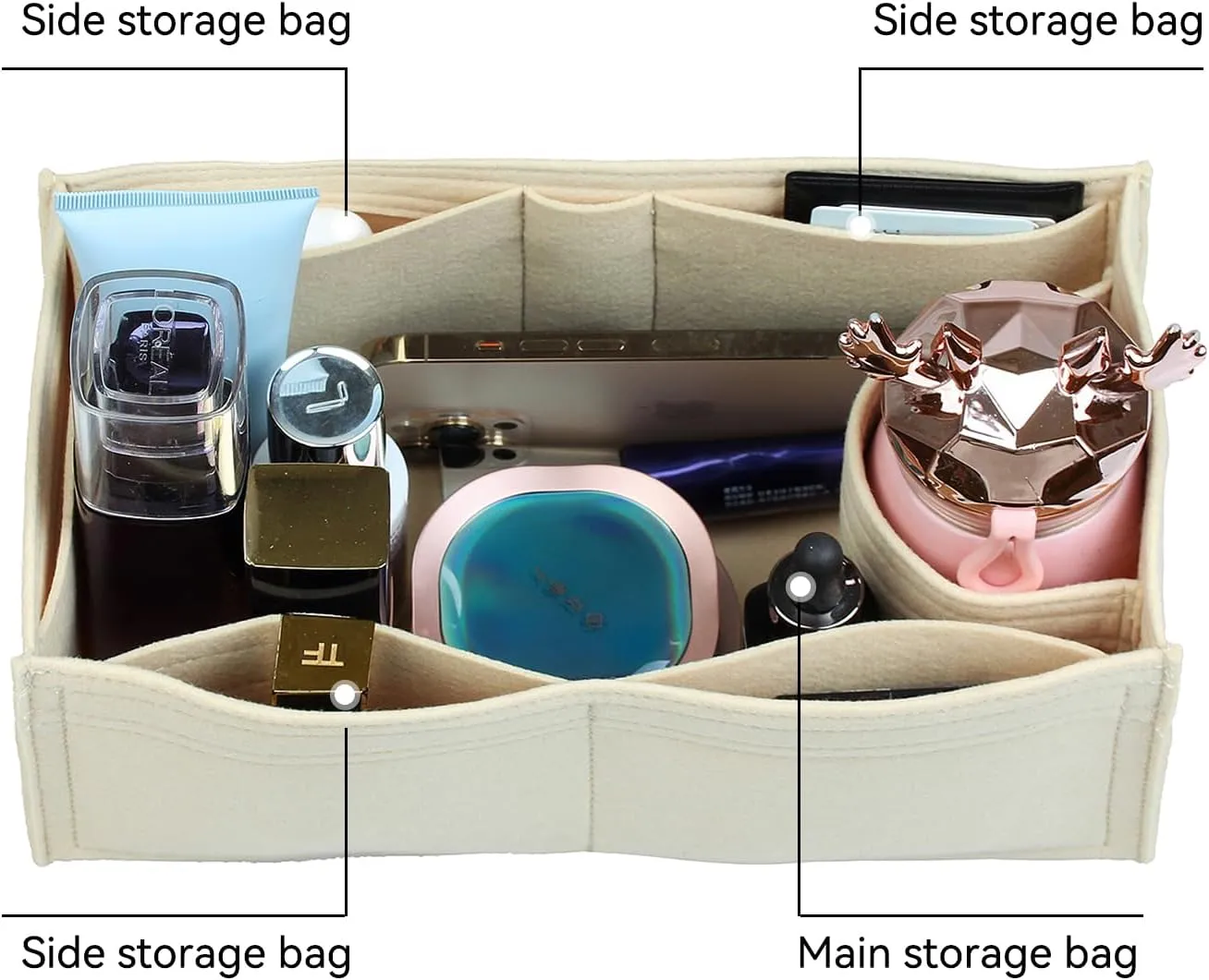jiesinlov Purse Organizer Insert for Handbags,Felt Bag Organizers Fit Birkin 30 (Beige-30)