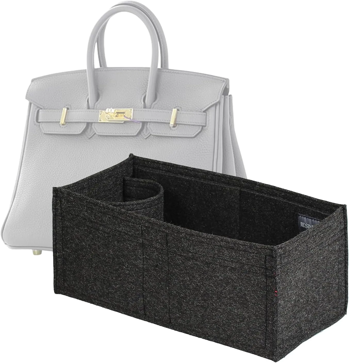 jiesinlov Purse Organizer Insert for Handbags,Felt Bag Organizers Fit Birkin 30 (Black-30)