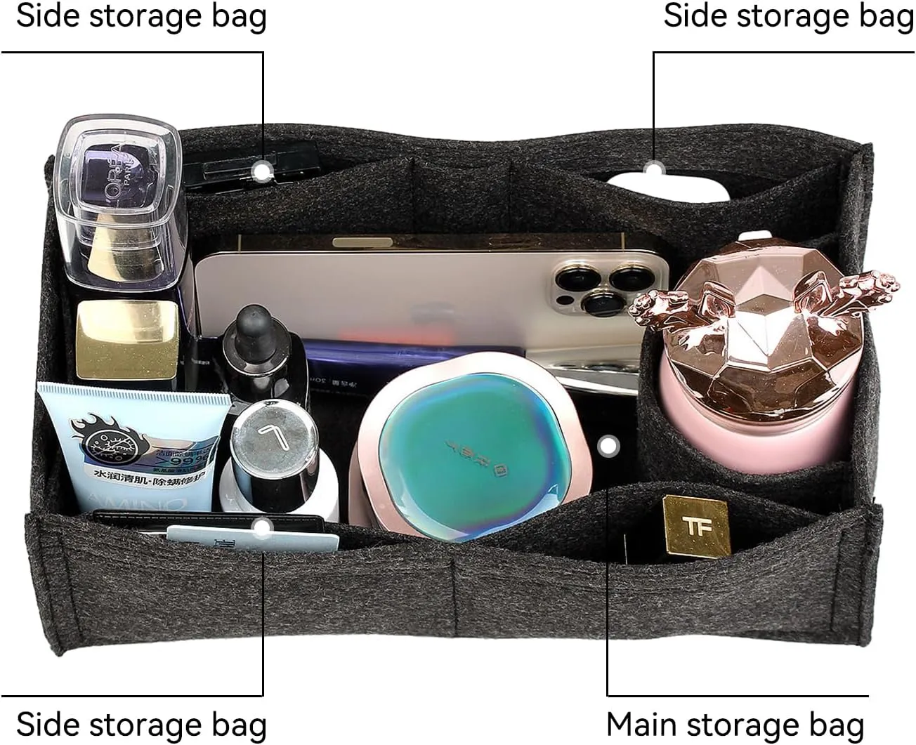jiesinlov Purse Organizer Insert for Handbags,Felt Bag Organizers Fit Birkin 30 (Black-30)