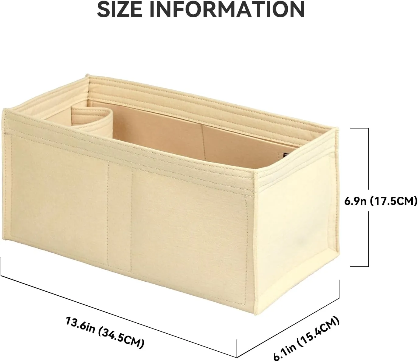 jiesinlov Purse Organizer Insert for Handbags,Felt Bag Organizers Fit Birkin 35 (Beige-35)