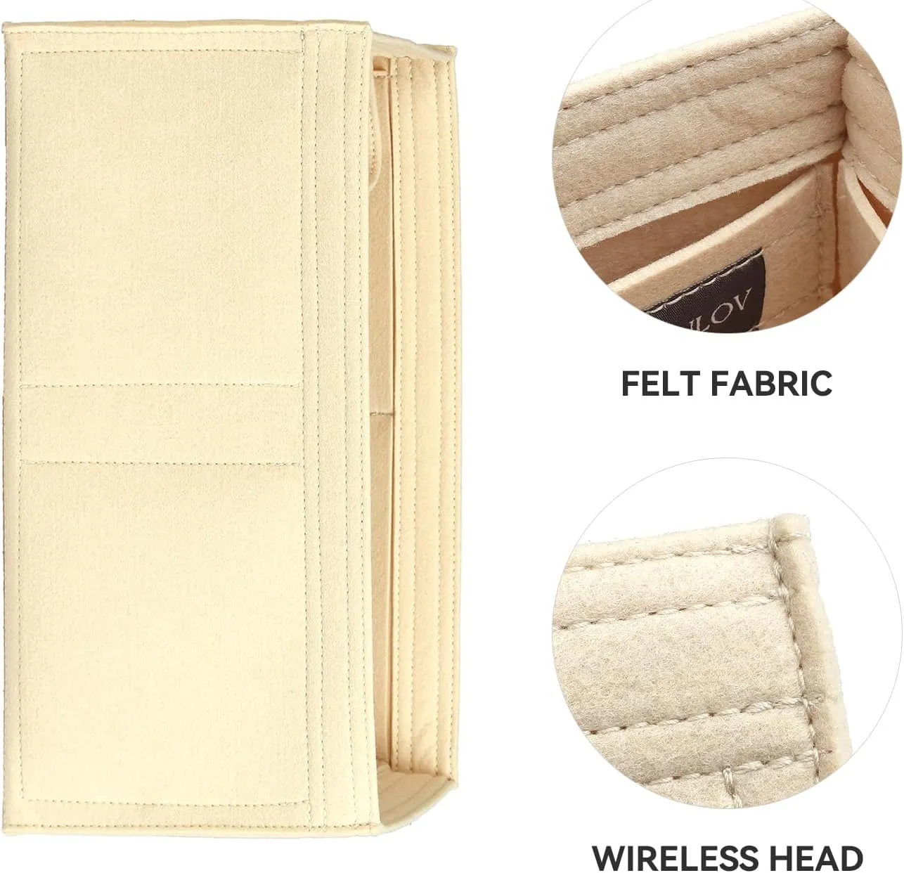 jiesinlov Purse Organizer Insert for Handbags,Felt Bag Organizers Fit Birkin 35 (Beige-35)