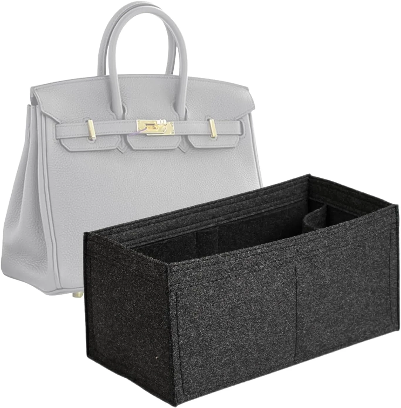 jiesinlov Purse Organizer Insert for Handbags,Felt Bag Organizers Fit Birkin 35 (Black-35)