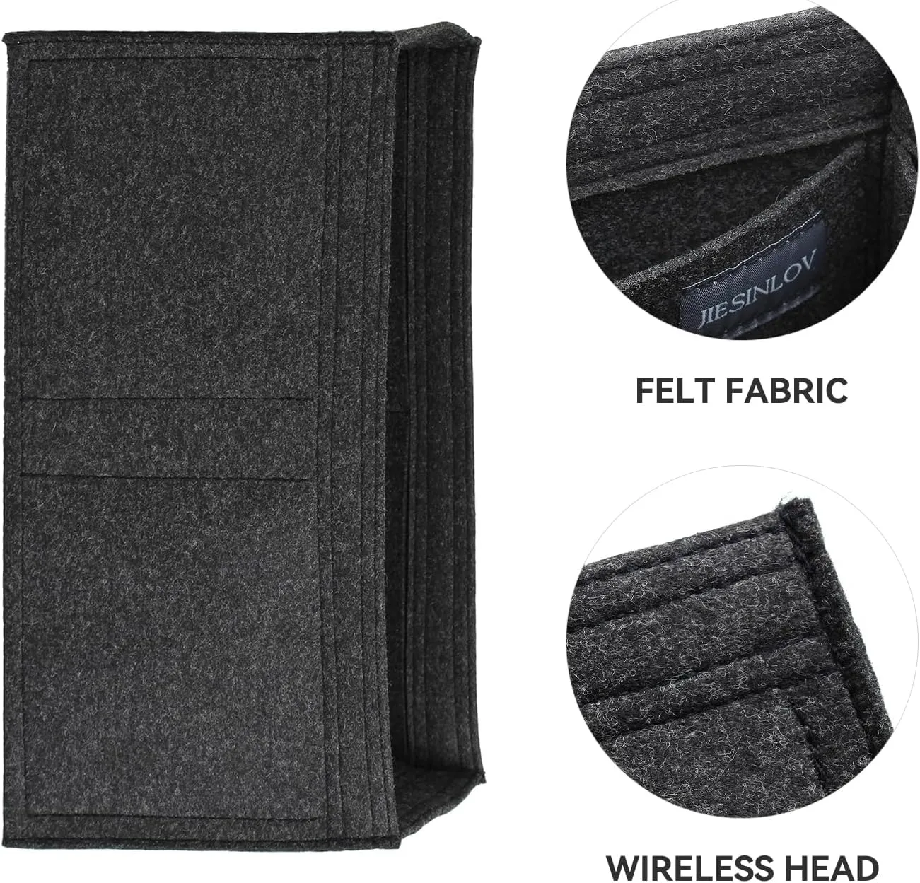 jiesinlov Purse Organizer Insert for Handbags,Felt Bag Organizers Fit Birkin 35 (Black-35)