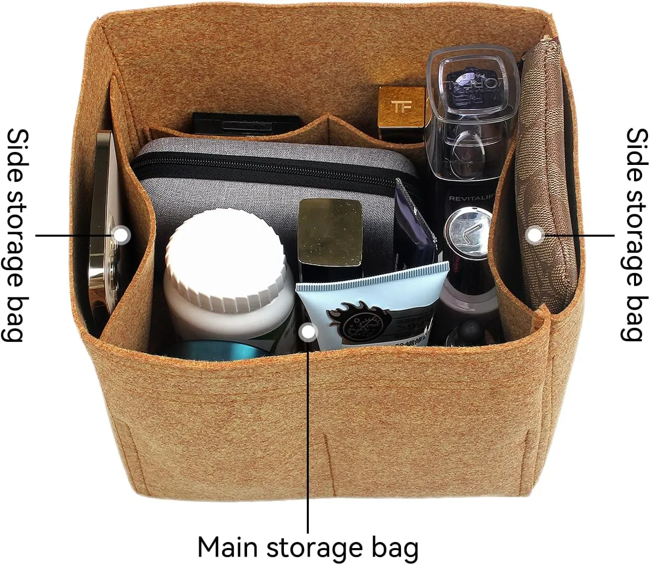 jiesinlov Purse Organizer Insert for Handbags,Felt Bag Organizers Fit Picotin 22 (Camel-22)