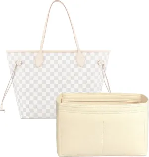 jiesinlov Purse Organizer Insert for Handbags,Felt Bag Organizers Fit Tote Neverfull MM(Beige-M)