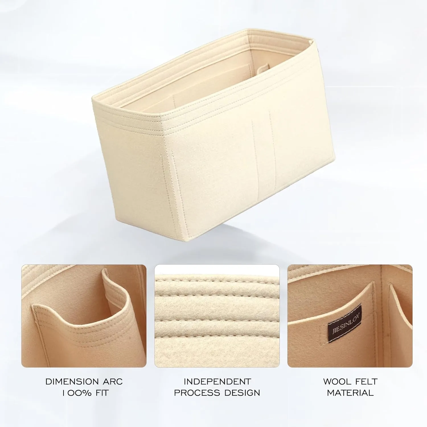jiesinlov Purse Organizer Insert for Handbags,Felt Bag Organizers Fit Tote Neverfull MM(Beige-M)
