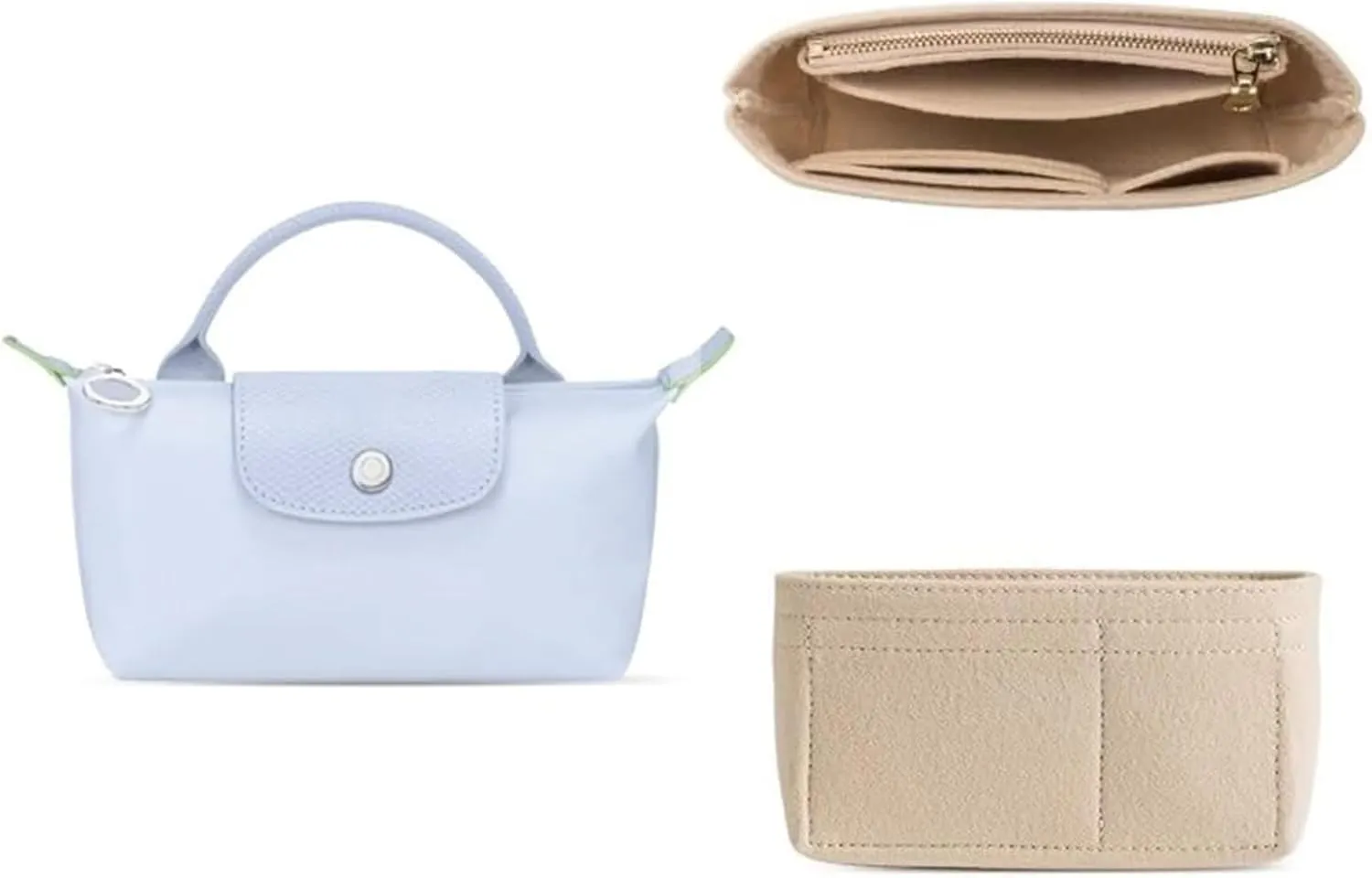 jiesinlov Purse Organizer Insert for Handbags,Felt Bag Organizers Suitable for Le Pliage Mini (Felt-Mini)