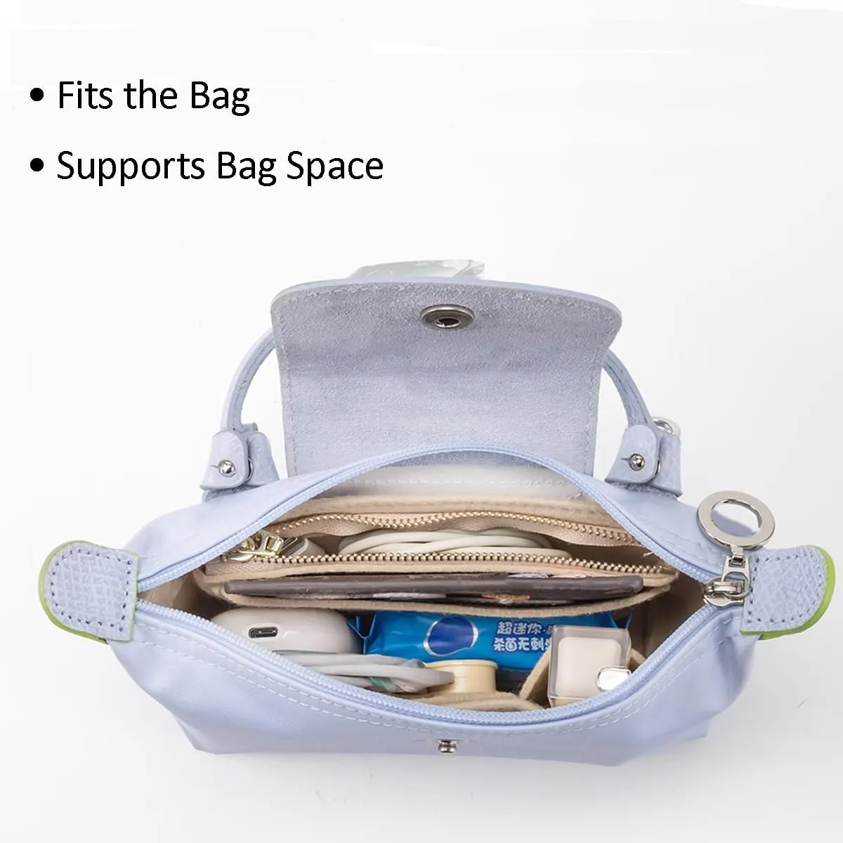 jiesinlov Purse Organizer Insert for Handbags,Felt Bag Organizers Suitable for Le Pliage Mini (Felt-Mini)