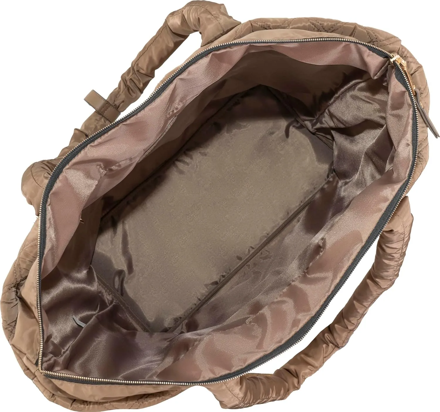 Joan & David 21 Inch Diamond Quilted Nylon Workbook Tote (Taupe)