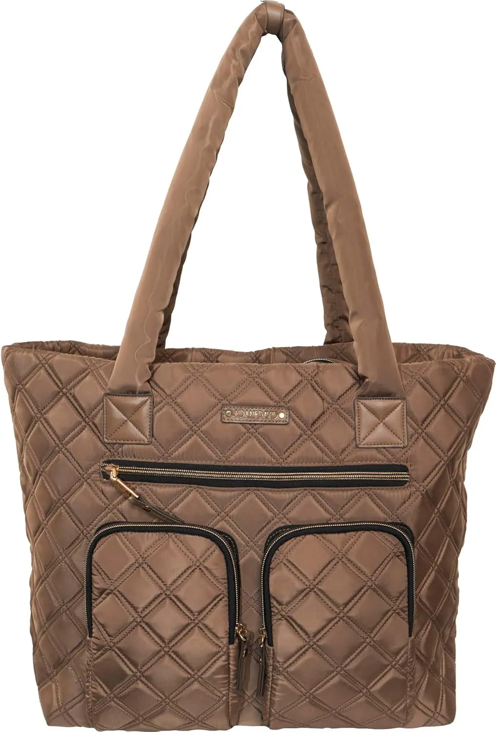 Joan & David 21 Inch Diamond Quilted Nylon Workbook Tote (Taupe)