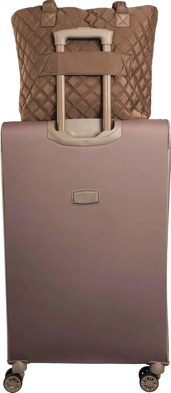 Joan & David 21 Inch Diamond Quilted Nylon Workbook Tote (Taupe)
