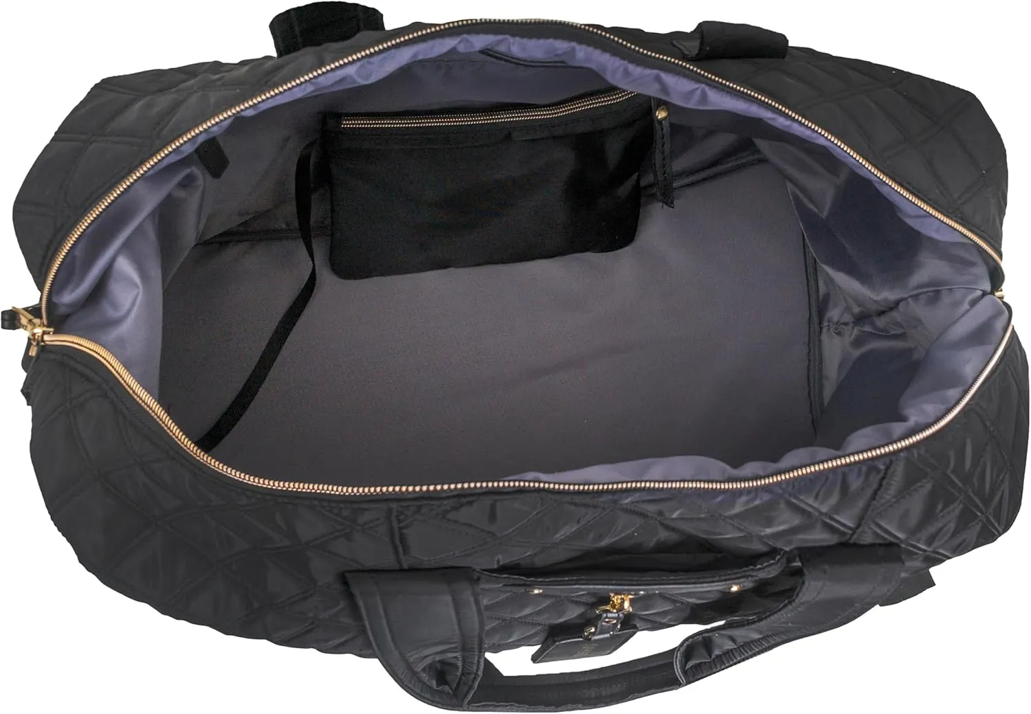 Joan & David 22 Inch Diamond Quilted Nylon Weekender Duffle (Black)