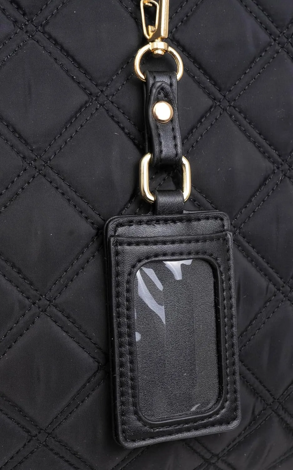 Joan & David 22 Inch Diamond Quilted Nylon Weekender Duffle (Black)