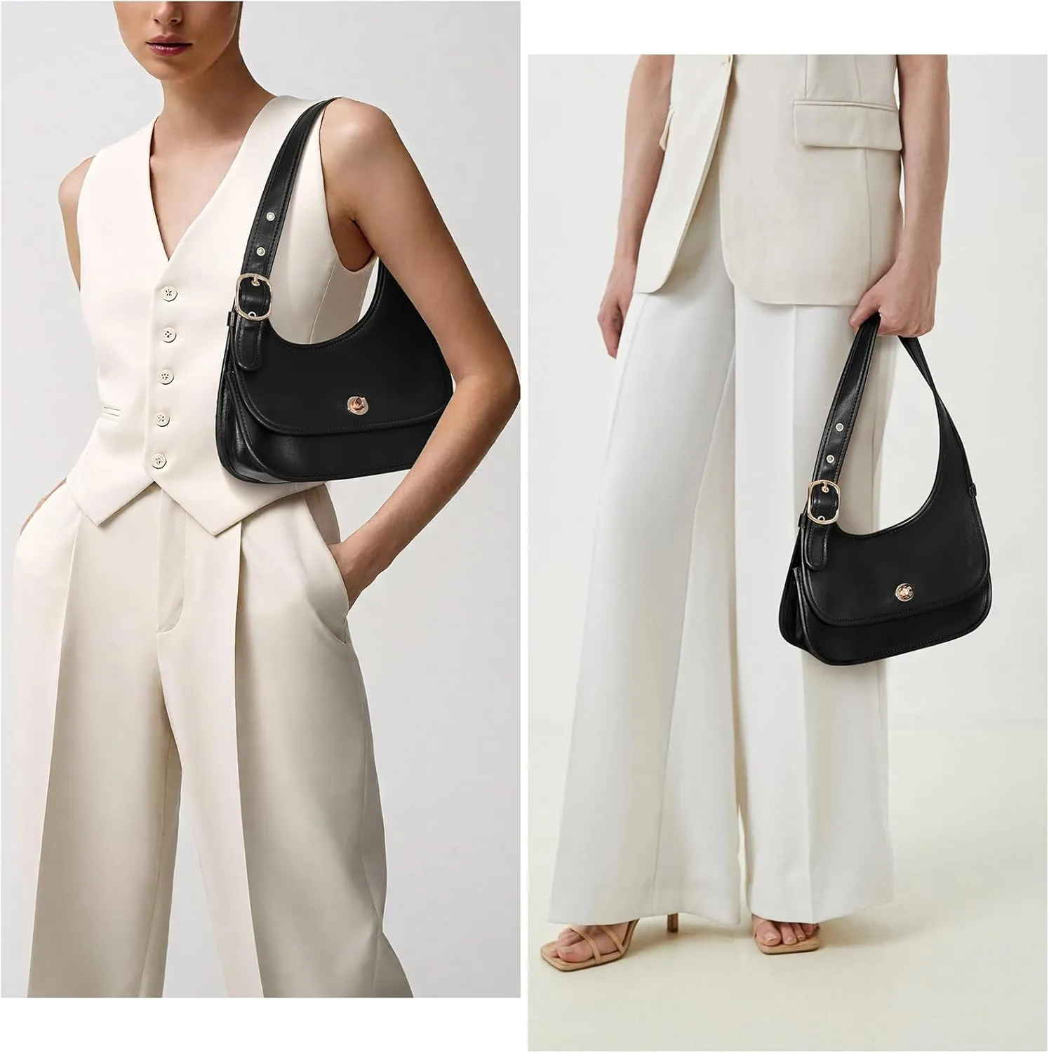 JQWSVE Shoulder Bags for Women Purses and Handbags Trendy Cute Hobo Tote Handbag Vegan Leather Crescent Clutch Underarm Bag